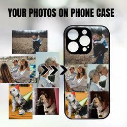 1 customized iPhone black border phone case with precision holes (customized with 5 photos)