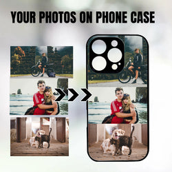 1 customized iPhone black border phone case with precision holes (customized with 3 photos)