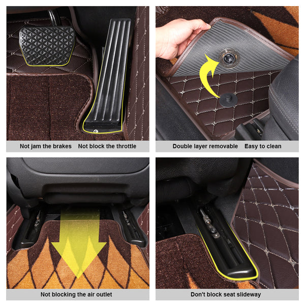 Customized  luxury leather double-layer car floor mats available in a variety of colors