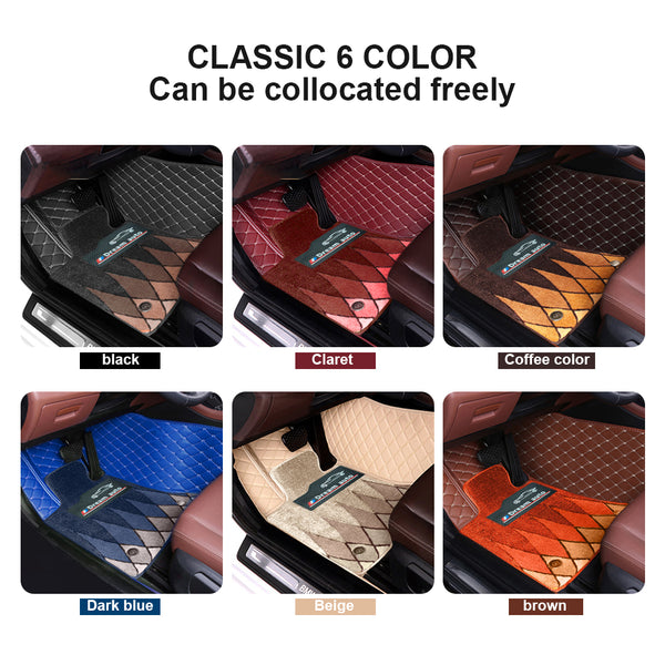 Customized  luxury leather double-layer car floor mats available in a variety of colors