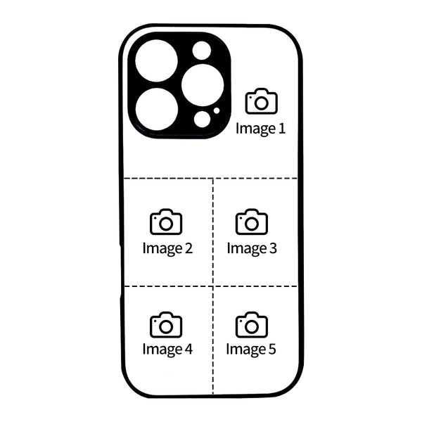 1 customized iPhone black border phone case with precision holes (customized with 5 photos)