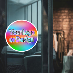 (Customized) 1 colored transparent window decal, available in various sizes, can be customized with your logo or design (colored white)