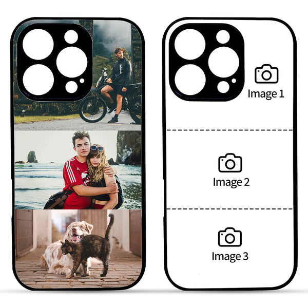 1 customized iPhone black border phone case with precision holes (customized with 3 photos)