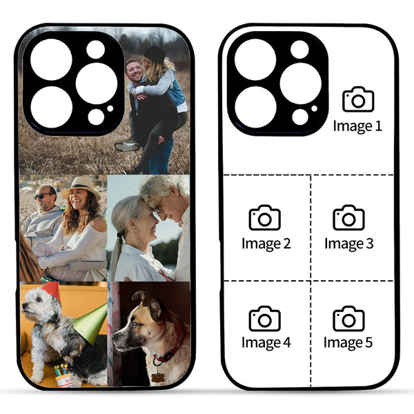 1 customized iPhone black border phone case with precision holes (customized with 5 photos)