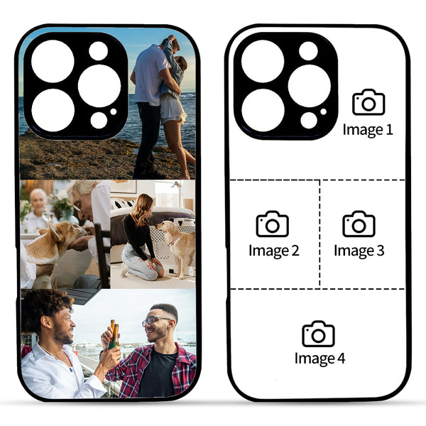 1 customized iPhone black border phone case with precision holes (customized with 4 photos)