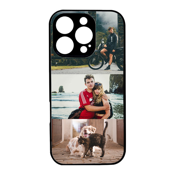 1 customized iPhone black border phone case with precision holes (customized with 3 photos)