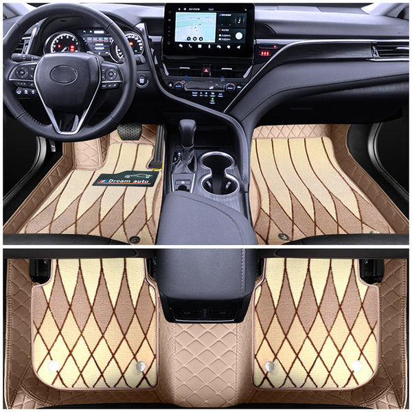 Customized  luxury leather double-layer car floor mats available in a variety of colors