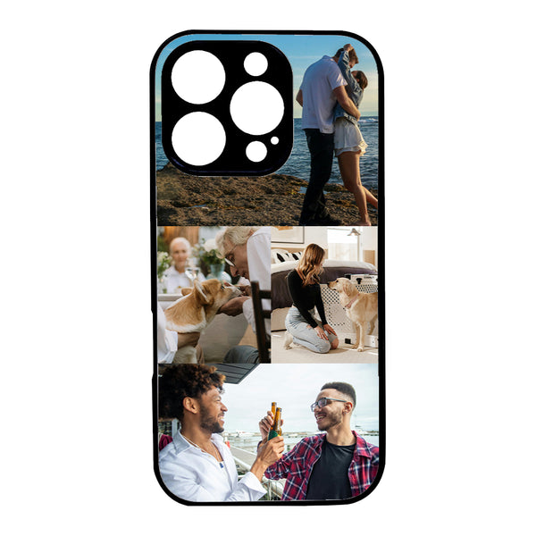 1 customized iPhone black border phone case with precision holes (customized with 4 photos)