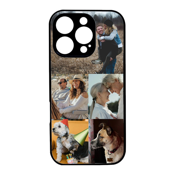 1 customized iPhone black border phone case with precision holes (customized with 5 photos)