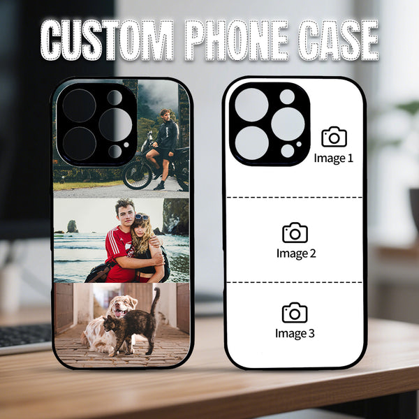 1 customized iPhone black border phone case with precision holes (customized with 3 photos)