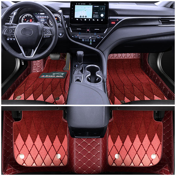 Customized  luxury leather double-layer car floor mats available in a variety of colors