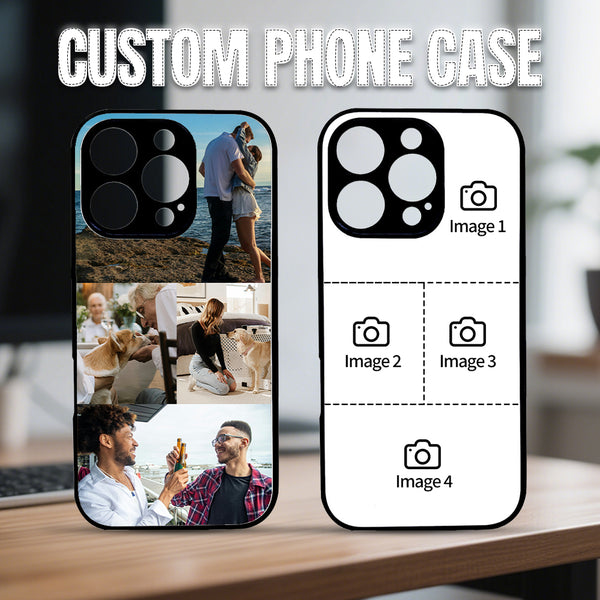 1 customized iPhone black border phone case with precision holes (customized with 4 photos)