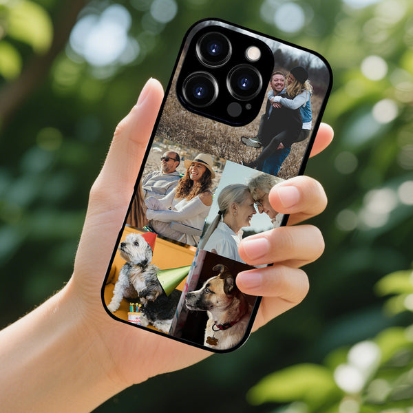1 customized iPhone black border phone case with precision holes (customized with 5 photos)