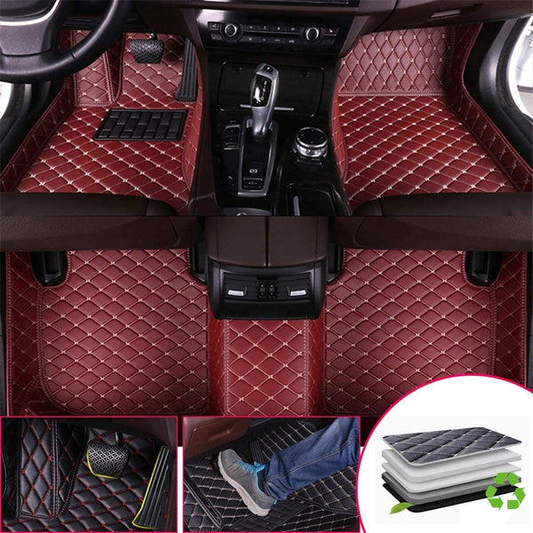 Customized luxury PU leather single-layer car floor mats available in a variety of colors