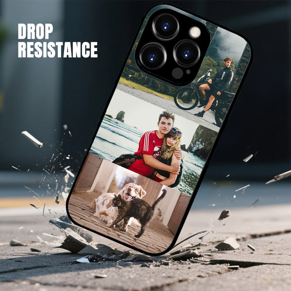 1 customized iPhone black border phone case with precision holes (customized with 3 photos)