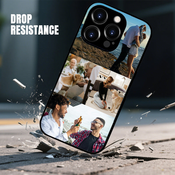 1 customized iPhone black border phone case with precision holes (customized with 4 photos)