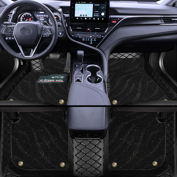 PU Leather Car Floor Ma PVC All Weather Floor Liners Front Rear Car Leather Mat,Full Cover Waterproof Floor Mats Car Mat Carpet Liners