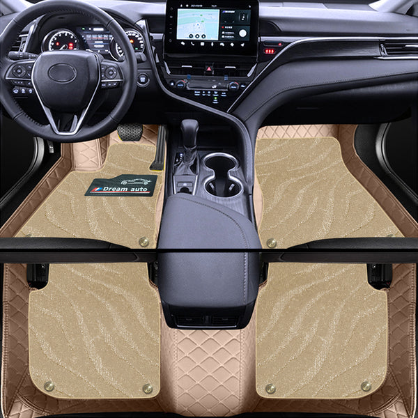 PU Leather Car Floor Ma PVC All Weather Floor Liners Front Rear Car Leather Mat,Full Cover Waterproof Floor Mats Car Mat Carpet Liners