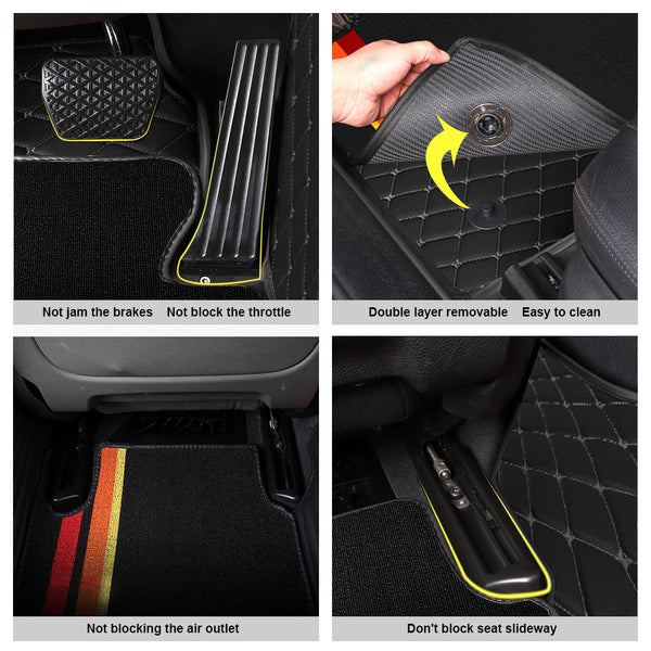 Car Floor Mat PVC All Weather Double Layer Floor Liners Front Rear Car Leather Mat,Full Cover Waterproof Floor Mats Car Mat Carpet