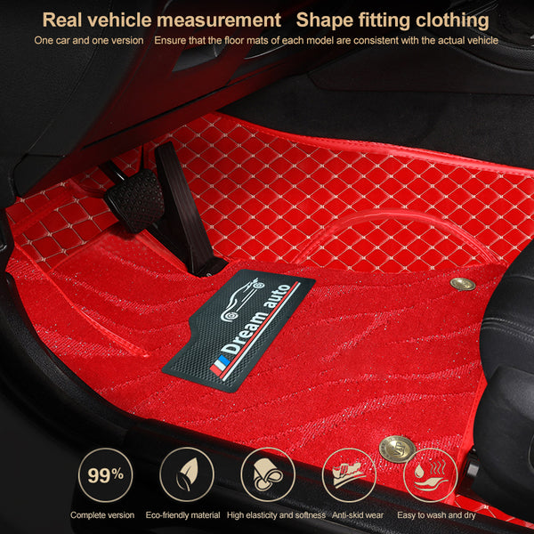 PU Leather Car Floor Ma PVC All Weather Floor Liners Front Rear Car Leather Mat,Full Cover Waterproof Floor Mats Car Mat Carpet Liners