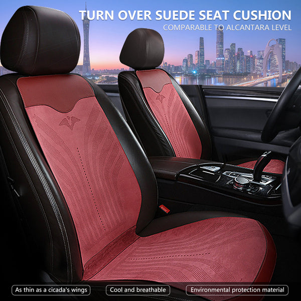 2/5 Seat Ultra-Thin Car Leather Suede Breathable Seat Cushion Saddle Seat Cushion For All Seasons Seat Cover