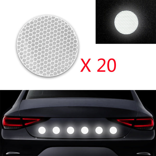 Round Shape Decals Reflective Stickers Safety Warning Tape Self-Adhesive Reflector Kit for Car Bumper Bicycle Motorcycle Scooter Stroller Wheelchair Helmet Bag Window