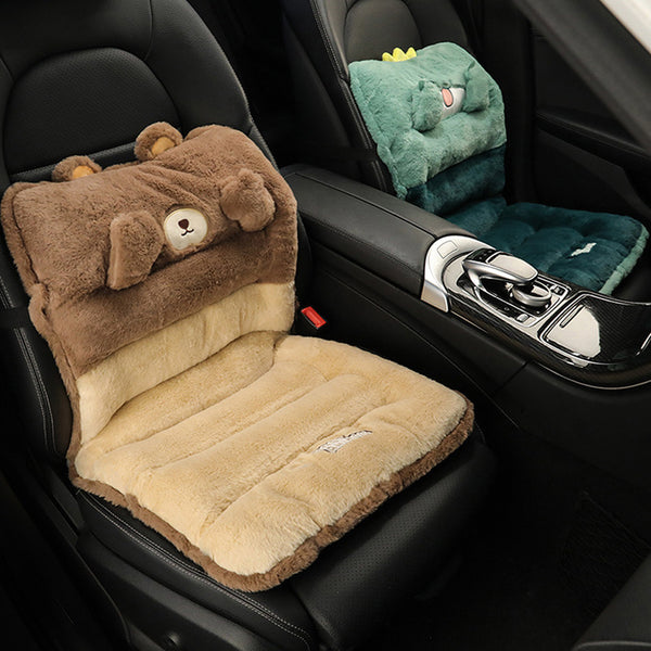 Car Seat Cover Cute Plush Seat Cushion With Strap Protection Cushion Waist Support Backrest Chair Cushion Car Seat Office Chair Warm In Winter