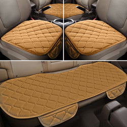 Buy light-coffee-five-seat Plush Car Seat Cushion, Non Binding Anti Slip Rubber Bottom, Advanced Comfort Memory Foam, Driver Seat Backrest Cushion, Winter Seat Heating Pad