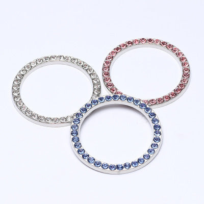 Car Engine One-Key Start Stop Ignition Button Decorative Crystal Ring Rhinestone Auto Interior Bling Ring Decal