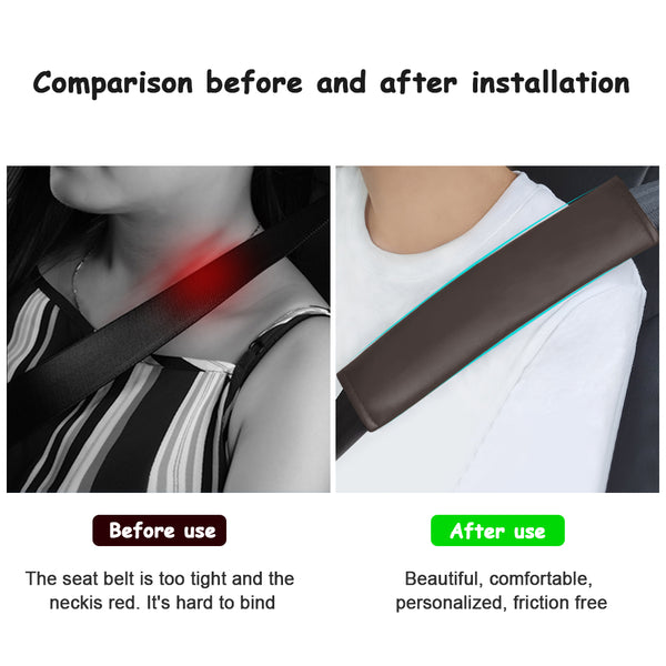 Customized Universal Seat Belt Shoulder Cover 2pcs Leather Seat Belt Breathable Protective Cover Car Accessories