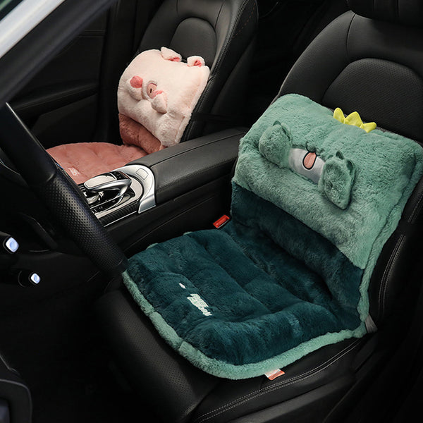 Car Seat Cushion, Office Chair, Plush Pain Relief Pad, Cute Seat Cushion, Soft Filling, Backrest, Warm, Waterproof, One-piece Lumbar Backrest, Integrated Cushion