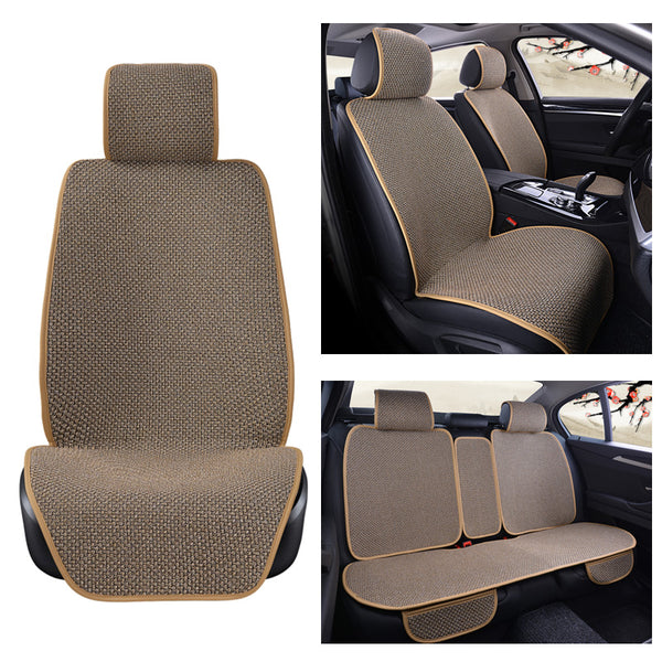 5 Seats Linen Car Seat Cover Protector Flax Front Rear Seat Back Cushion Pad Mat with Backrest for Auto Interior Truck Suv Van