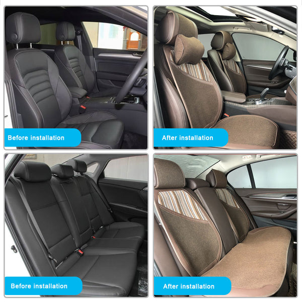 2 Seat Universal Imitation Cowhide Car Seat Covers Auto Front Backrest Seat Cushion Protector Pad Interior Accessories