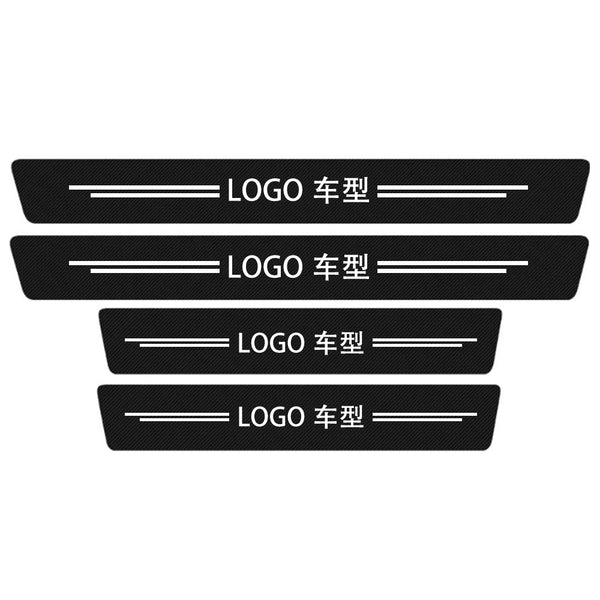 Custom Car Model Logo 4 Pieces Car Door Sill Protector Anti Scratch Car Door Cover 4D Carbon Fiber Sticker