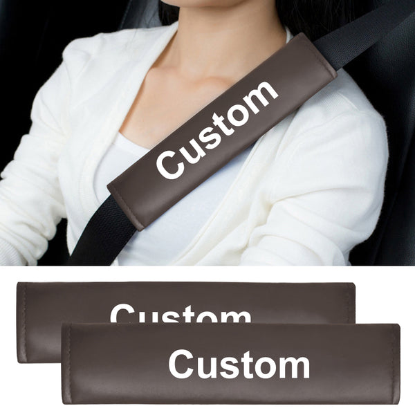 Customized Universal Seat Belt Shoulder Cover 2pcs Leather Seat Belt Breathable Protective Cover Car Accessories