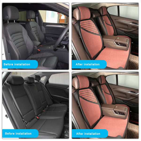 2 Seat Universal Imitation Cowhide Car Seat Covers Auto Front Backrest Seat Cushion Protector Pad Interior Accessories