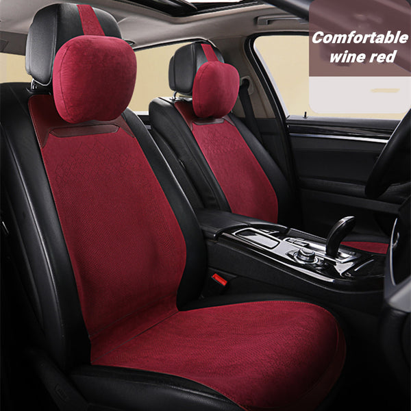 2/5 Seat Ultra-Thin Car Leather Suede Breathable Seat Cushion