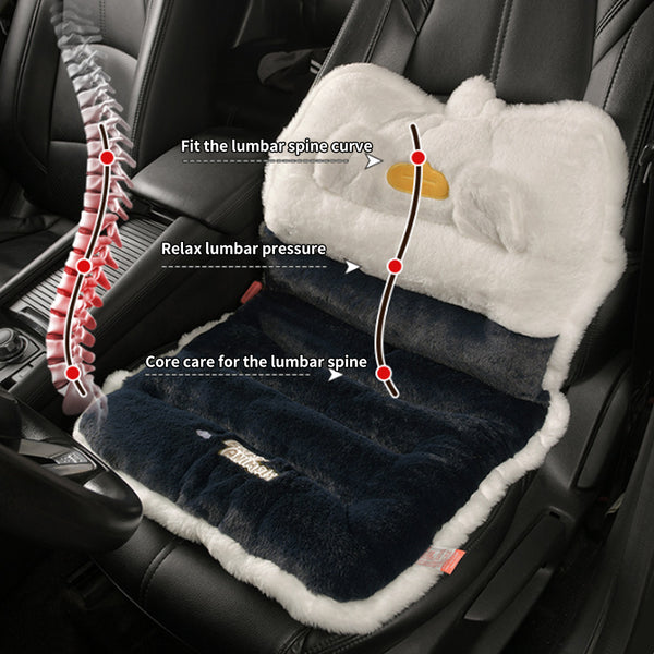 Car Seat Cushion, Office Chair, Plush Pain Relief Pad, Cute Seat Cushion, Soft Filling, Backrest, Warm, Waterproof, One-piece Lumbar Backrest, Integrated Cushion