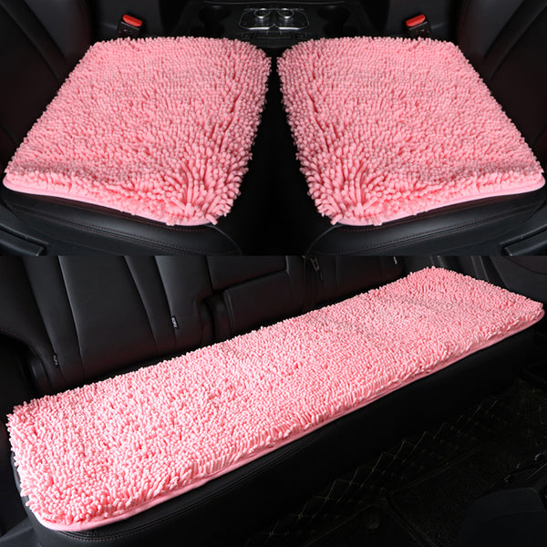 Chair Cushion, Five Seat Front And Rear Car Seat Protection Cushion, Decompression Anti-skid Super Soft Square Plush Seat Cover, Fit For Most Cars,SUVs