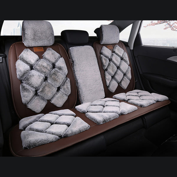 Car Cushion Five Seat Faux Rabbit Plush Car Mats Universal Most cars¡ê?SUVs Car Front And Rear Seat Protectors