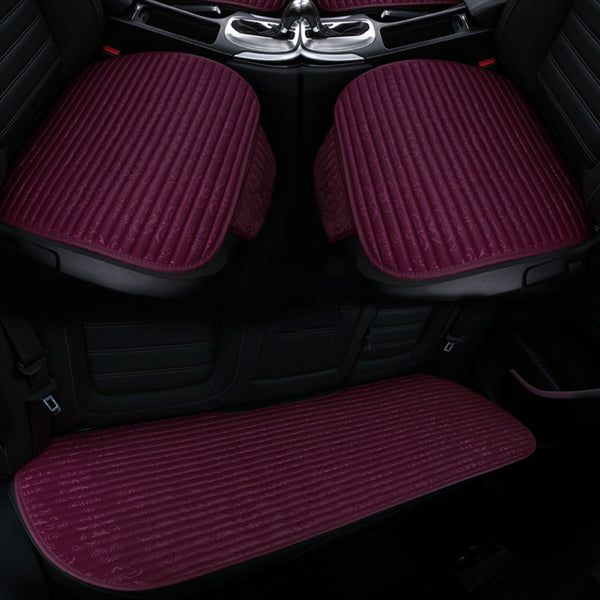 Car Seat Pads 3 Pieces Breathable Car Upholstery Seat Cover Cushion Pads For Car Supplies Office Chair Fiber(Pink)