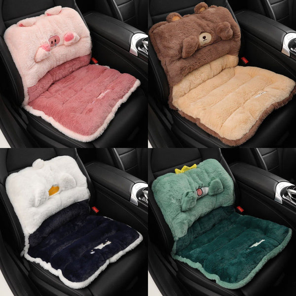 Car Seat Cushion, Office Chair, Plush Pain Relief Pad, Cute Seat Cushion, Soft Filling, Backrest, Warm, Waterproof, One-piece Lumbar Backrest, Integrated Cushion