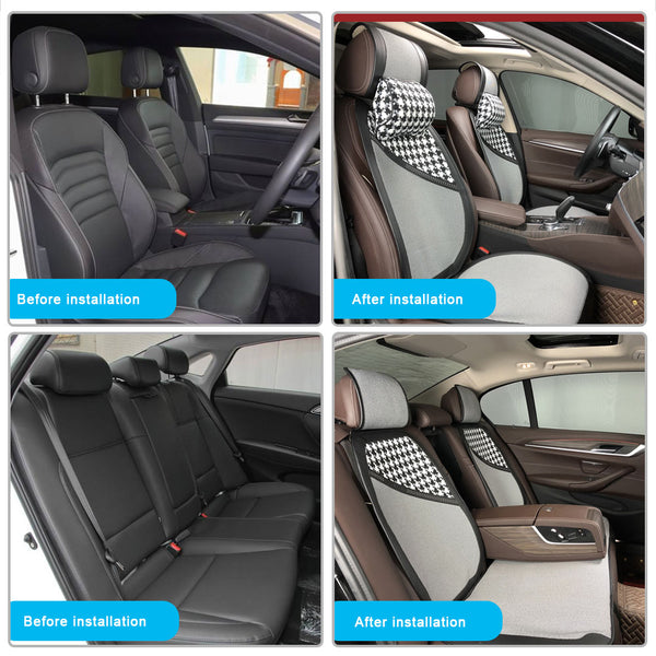 2 Seat Universal Imitation Cowhide Car Seat Covers Auto Front Backrest Seat Cushion Protector Pad Interior Accessories