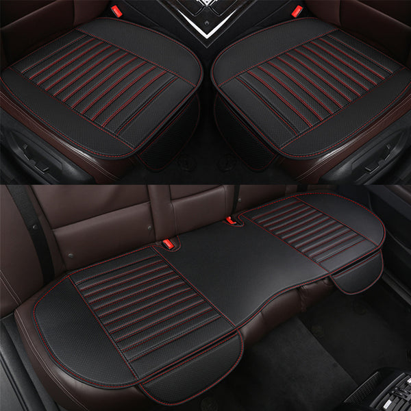 Universal Pu Leather Car Seat Cushion Anti-Slip Car Interior Breathable Seat Cover Cushion For Auto Supplies (Black)