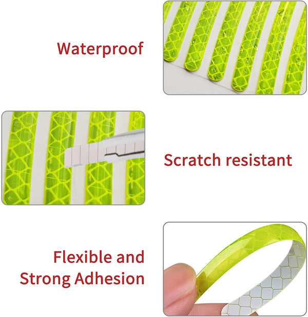 20PCS Universal Night Reflective Car Motorcycle Bike Wheel Safety Warning Stripe Decals Stickers