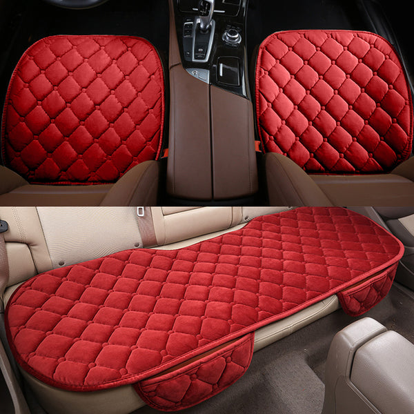 Plush Car Seat Cushion, Non Binding Anti Slip Rubber Bottom, Advanced Comfort Memory Foam, Driver Seat Backrest Cushion, Winter Seat Heating Pad