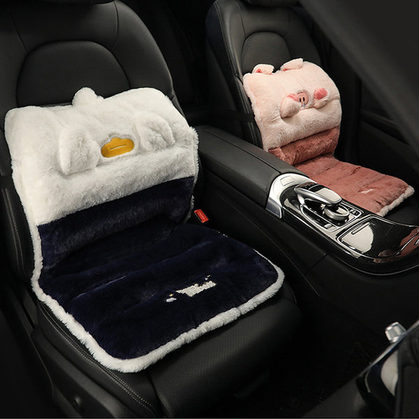 Car Seat Cushion, Office Chair, Plush Pain Relief Pad, Cute Seat Cushion, Soft Filling, Backrest, Warm, Waterproof, One-piece Lumbar Backrest, Integrated Cushion