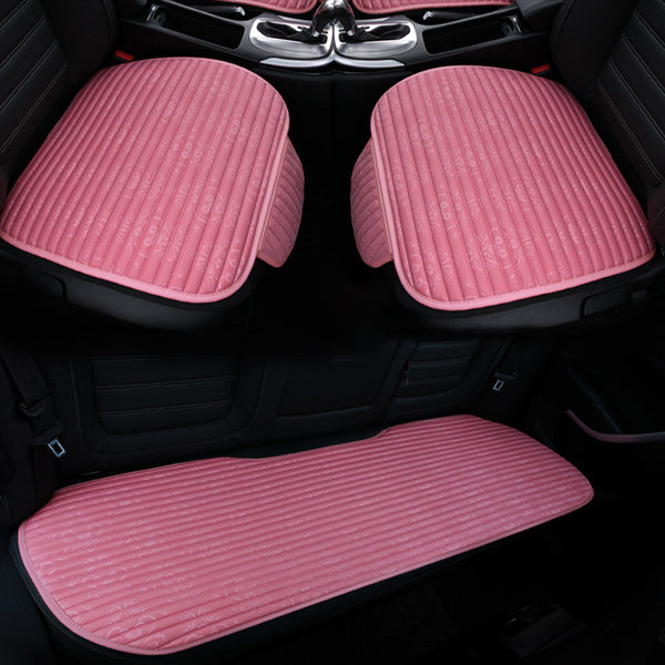 Car Seat Pads 3 Pieces Breathable Car Upholstery Seat Cover Cushion Pads For Car Supplies Office Chair Fiber(Pink)