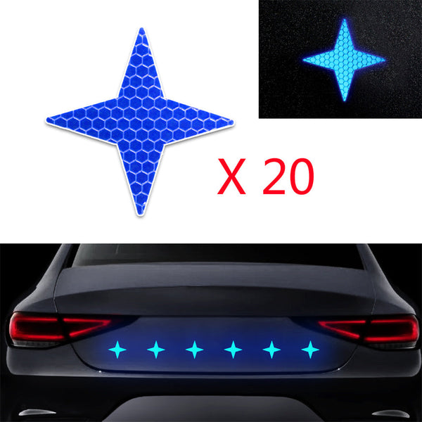 Four-pointed Star Decals Reflective Stickers Safety Warning Tape Self-Adhesive Reflector Kit