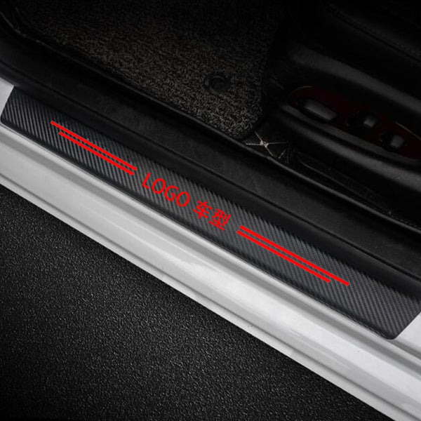 Custom Car Model Logo 4 Pieces Car Door Sill Protector Anti Scratch Car Door Cover 4D Carbon Fiber Sticker